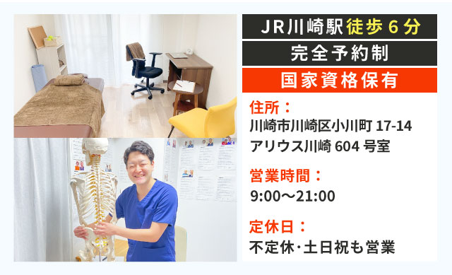 JR川崎駅から徒歩6分・夜21時まで営業
